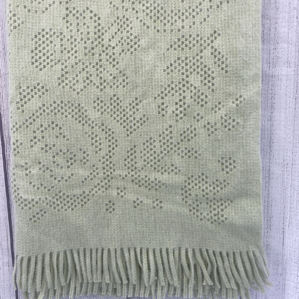 Elav Throw Blanket 51x67 Soft Seafoam Green Open Knit Portugal Delicate Floral - Picture 5 of 16